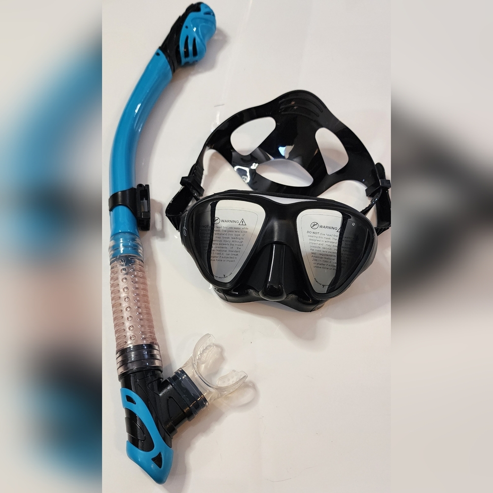 Professional Black and Blue Snorkel Set